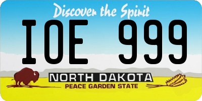 ND license plate IOE999
