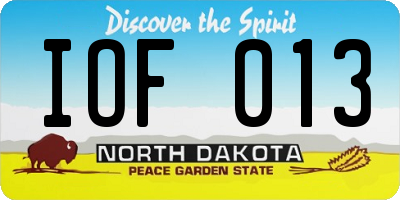 ND license plate IOF013