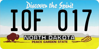 ND license plate IOF017