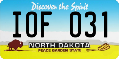 ND license plate IOF031