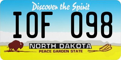 ND license plate IOF098