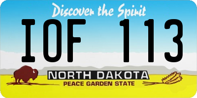 ND license plate IOF113