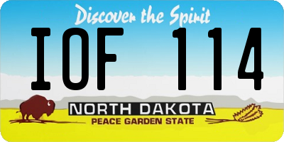 ND license plate IOF114