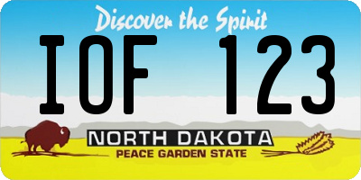 ND license plate IOF123