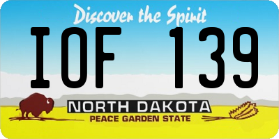 ND license plate IOF139