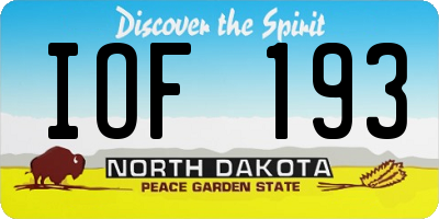 ND license plate IOF193