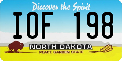 ND license plate IOF198