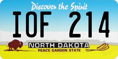 ND license plate IOF214