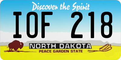 ND license plate IOF218