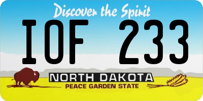 ND license plate IOF233