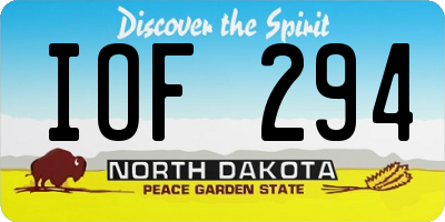 ND license plate IOF294