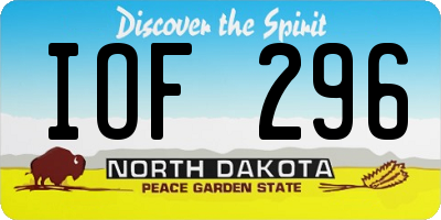 ND license plate IOF296