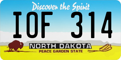 ND license plate IOF314