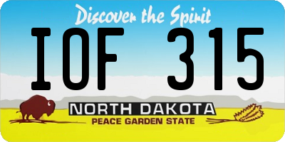 ND license plate IOF315