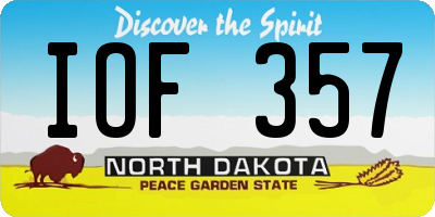 ND license plate IOF357