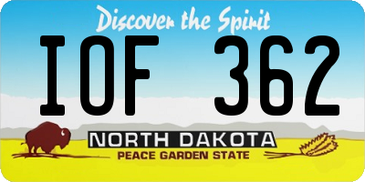 ND license plate IOF362