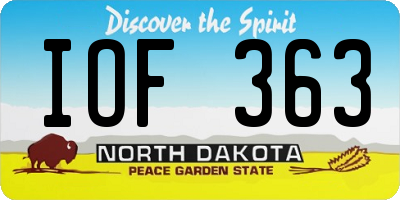 ND license plate IOF363