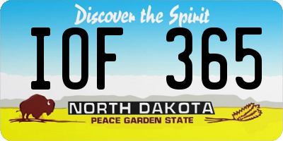 ND license plate IOF365
