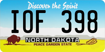 ND license plate IOF398