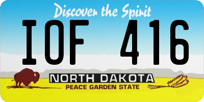 ND license plate IOF416