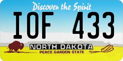 ND license plate IOF433