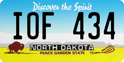 ND license plate IOF434