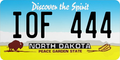 ND license plate IOF444