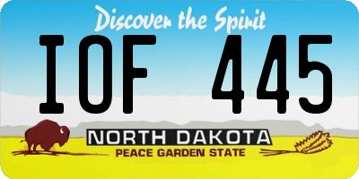 ND license plate IOF445