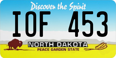 ND license plate IOF453