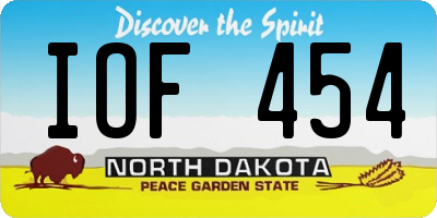 ND license plate IOF454