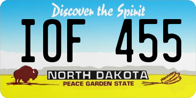 ND license plate IOF455