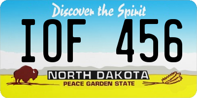 ND license plate IOF456