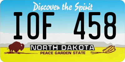 ND license plate IOF458