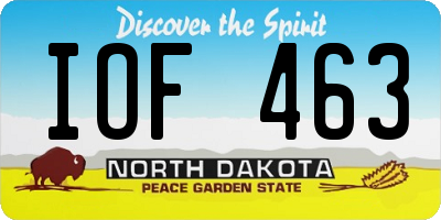 ND license plate IOF463