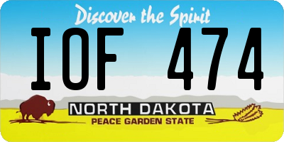 ND license plate IOF474