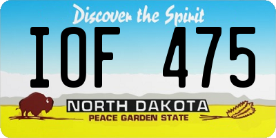 ND license plate IOF475