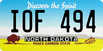 ND license plate IOF494