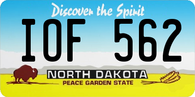 ND license plate IOF562