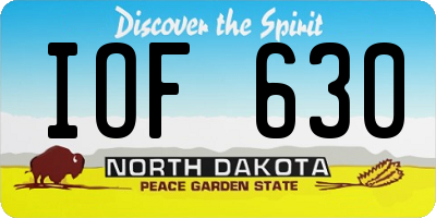 ND license plate IOF630