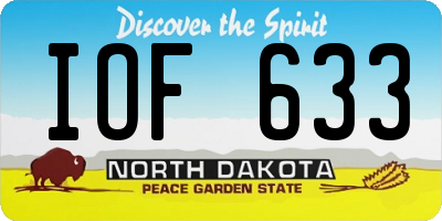 ND license plate IOF633