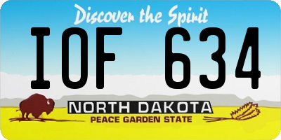 ND license plate IOF634