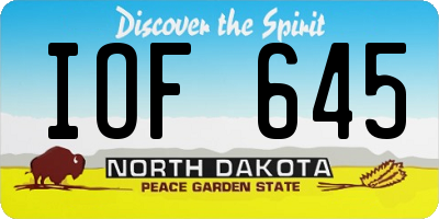 ND license plate IOF645