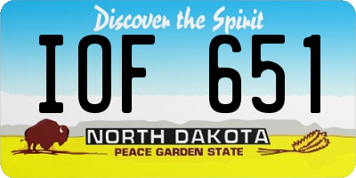 ND license plate IOF651