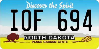 ND license plate IOF694