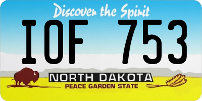 ND license plate IOF753