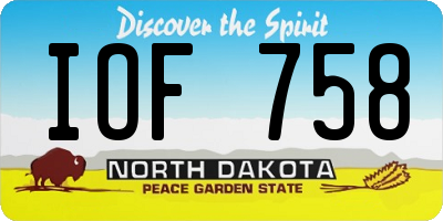 ND license plate IOF758