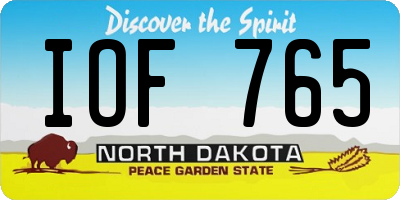 ND license plate IOF765