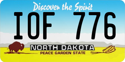 ND license plate IOF776