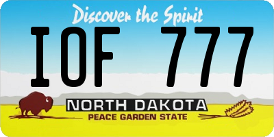 ND license plate IOF777