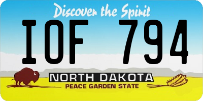 ND license plate IOF794